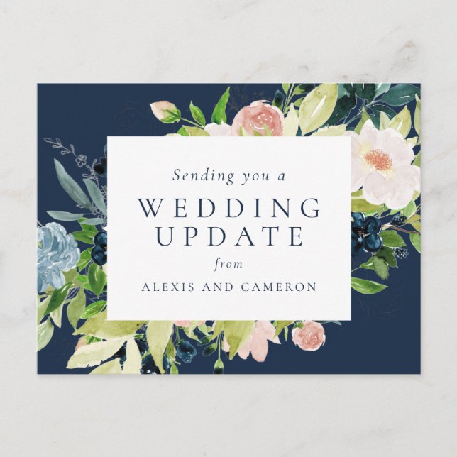 Carte Postale Mariage mise à jour marine floral (Devant)