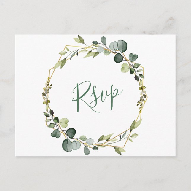 Carte Postale Mariage moderne Boho Eucalyptus Wreath Frame RSVP (Devant)