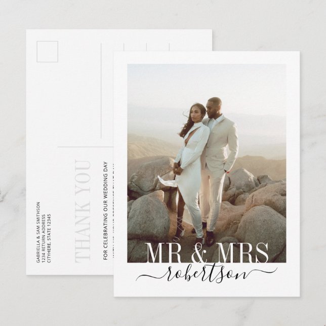 Carte postale Mariage moderne élégant et chic (Devant / Derrière)