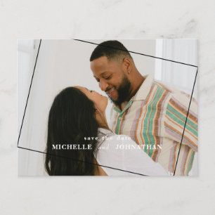 Carte Postale Mariage moderne Enregistrer la date Photo Code QR