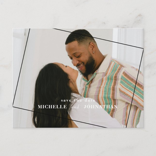 Carte Postale Mariage moderne Enregistrer la date Photo Code QR (Devant)