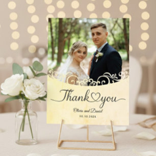 Carte Postale Mariage Moderne Script Love Heart Remerciements À