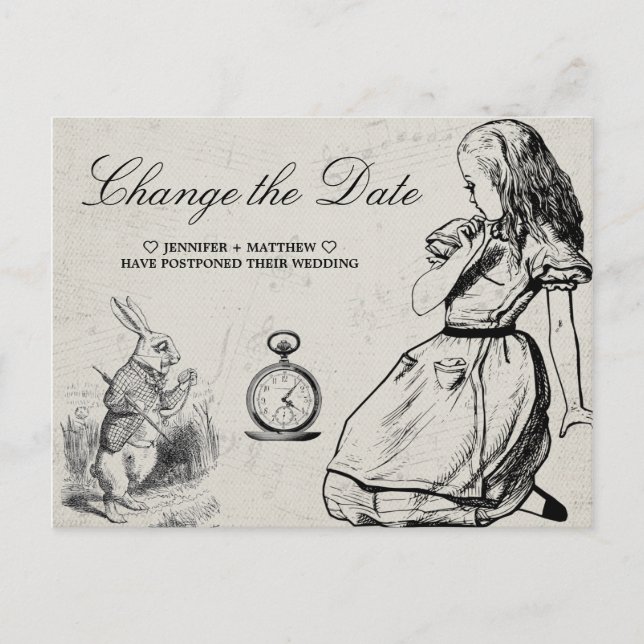 Carte Postale Mariage Modifier la date Alice au pays des merveil (Devant)