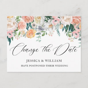 Carte Postale Mariage Modifier la date Roses bleus