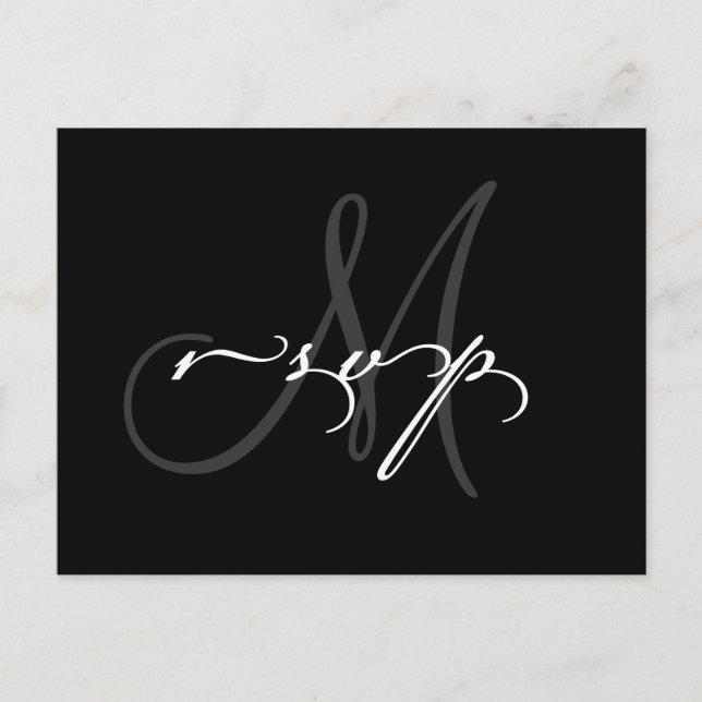 Carte postale mariage Monogram RSVP (Devant)