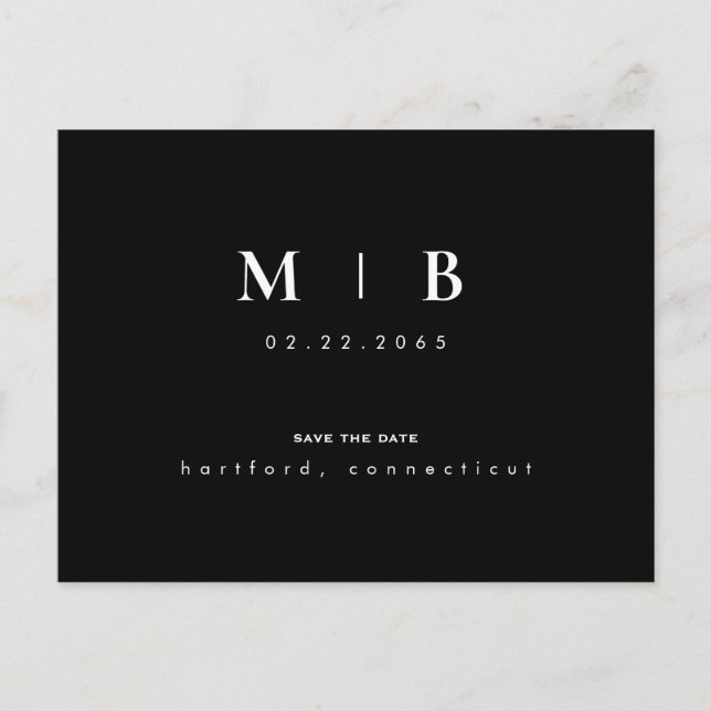 Carte Postale Mariage monogramme simple et élégant Enregistrer l (Devant)