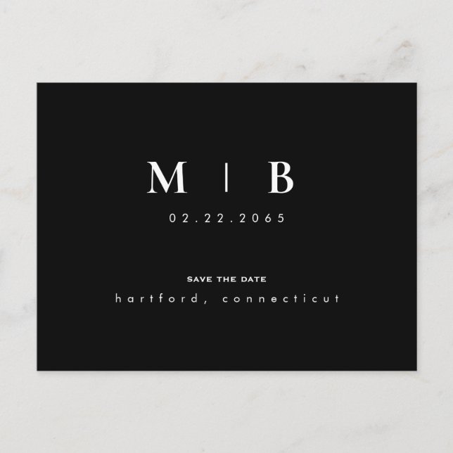 Carte Postale Mariage monogramme simple et élégant Enregistrer l (Devant)