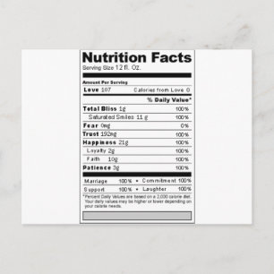 Carte Postale Mariage ou Anniversaire Sweet Funny Nutrition Étiq