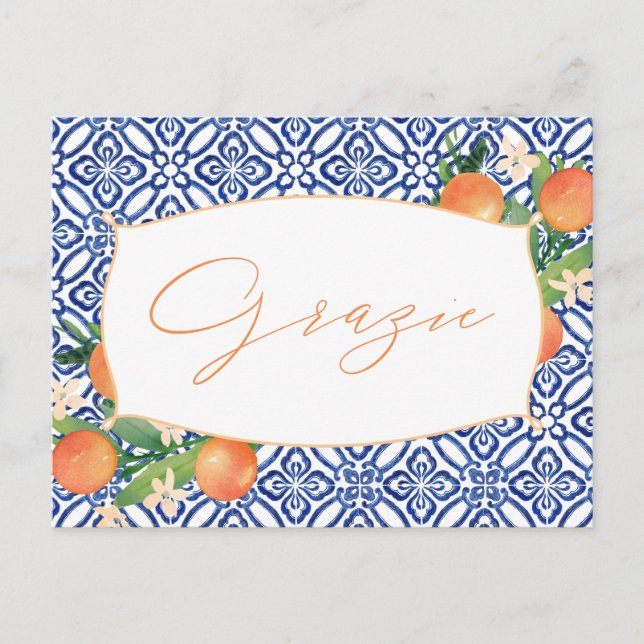 Carte Postale Mariage ou Merci de douche en agrumes - Grazie Ita (Devant)