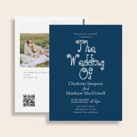 Mariage pas cher Fancy Photo QR Code Bleu Hiver