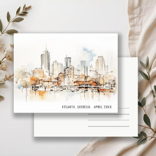 Carte Postale Mariage Paysage Aquarelle Atlanta Géorgie