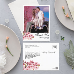 Carte Postale Mariage personnalisé avec photo Fleur de cerisier 