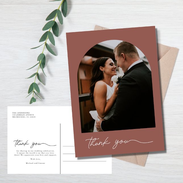 Carte Postale Mariage photo Arch moderne Merci (Créateur téléchargé)