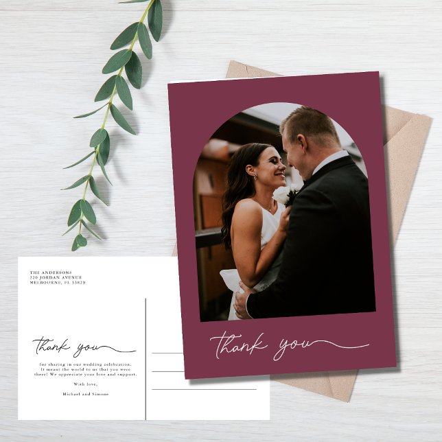 Carte Postale Mariage photo Arch moderne Merci (Créateur téléchargé)