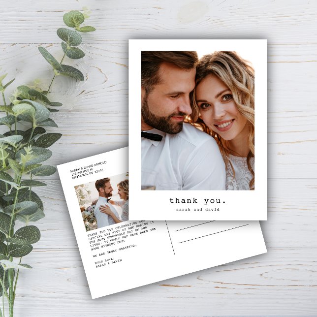 Carte Postale Mariage photo classique simple Retro Merci (Créateur téléchargé)