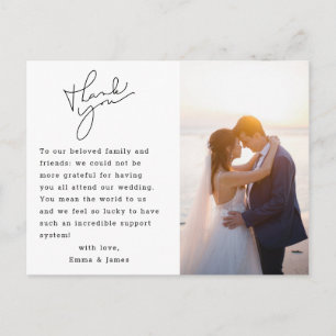 Carte Postale Mariage photo de calligraphie minimaliste moderne