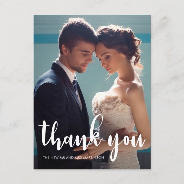 Carte postale Mariage photo de script moderne (Devant)