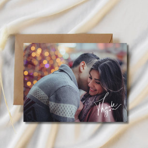 Carte Postale Mariage photo de script moderne Merci