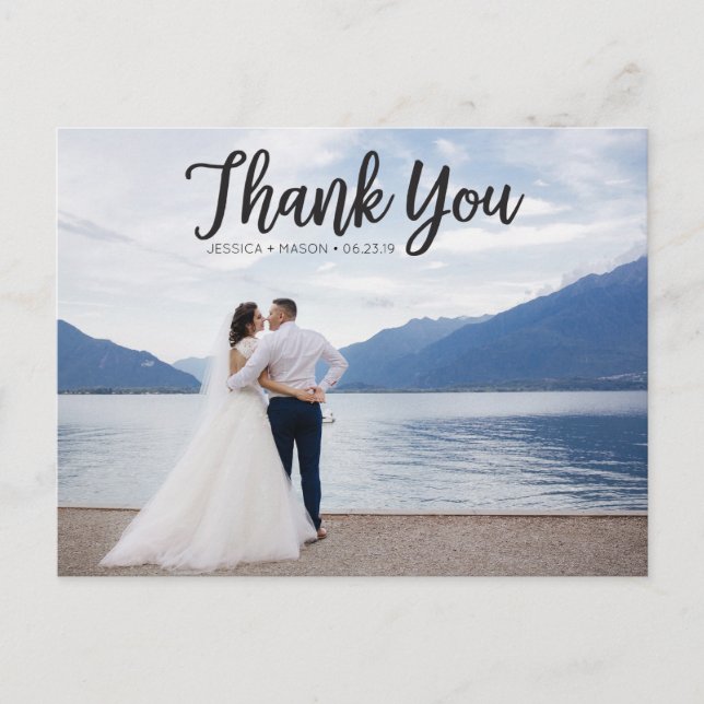 Carte postale Mariage photo de script rustique (Devant)