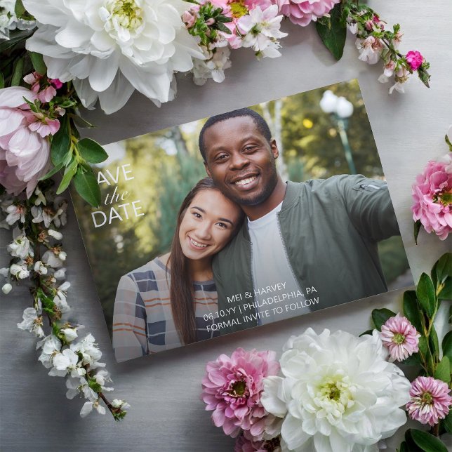 Carte Postale Mariage photo Décontracté Enregistrer la date (Créateur téléchargé)