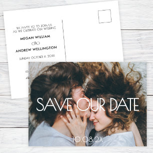 Carte Postale Mariage photo esthétique moderne Enregistrer la da