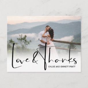 Carte Postale Mariage photo Merci de deux scripts chic