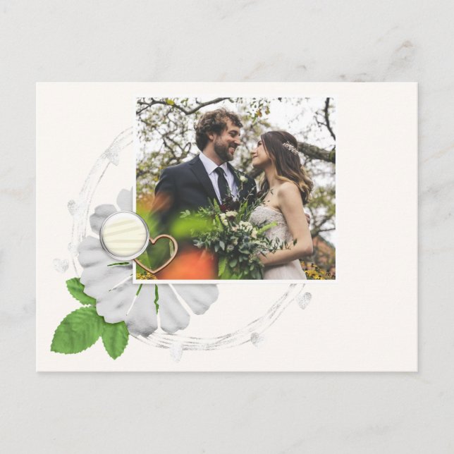 Carte Postale Mariage Photo Merci Fleur Collage (Devant)