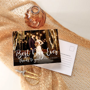 Carte Postale Mariage Photo Merci Minimaliste Meilleure Journée 