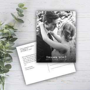 Carte Postale Mariage photo minimaliste B&W