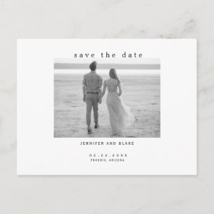 Carte Postale Mariage photo minimaliste B/W Enregistrer la date