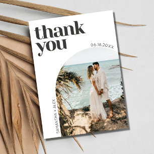 Carte Postale Mariage photo minimaliste moderne Arch Merci