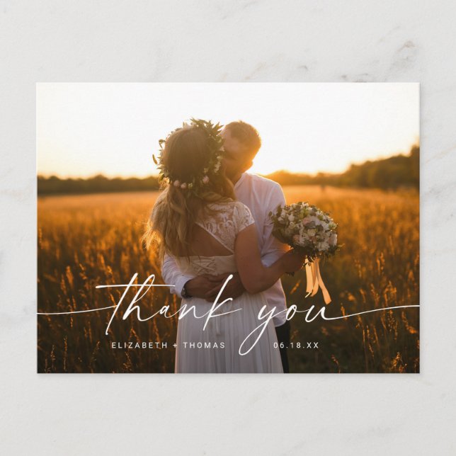 Carte postale Mariage photo Script (Devant)