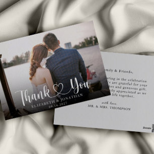 Carte Postale Mariage photo simple minimaliste élégant Merci