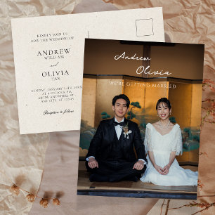 Carte Postale Mariage photo traditionnel minimaliste classique