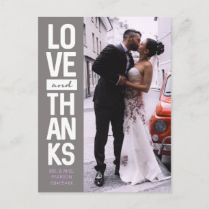 Carte Postale Mariage photo vertical personnalisé "amour & merci