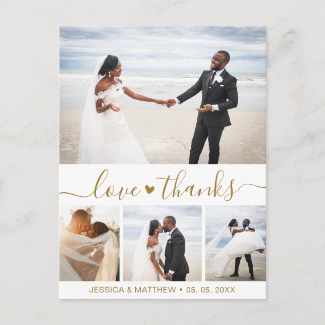 Carte postale Mariage Pic Script Budget Gold (Devant)