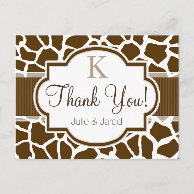 Carte Postale Mariage Poster de animal Brown, Giraffe blanche (Devant)