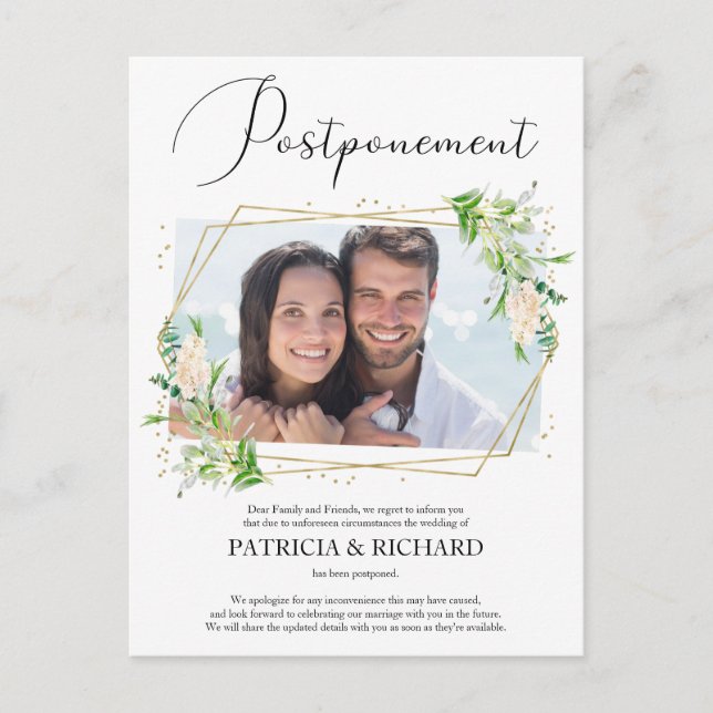 Carte Postale Mariage Postponement verdure Faire-part photo (Devant)