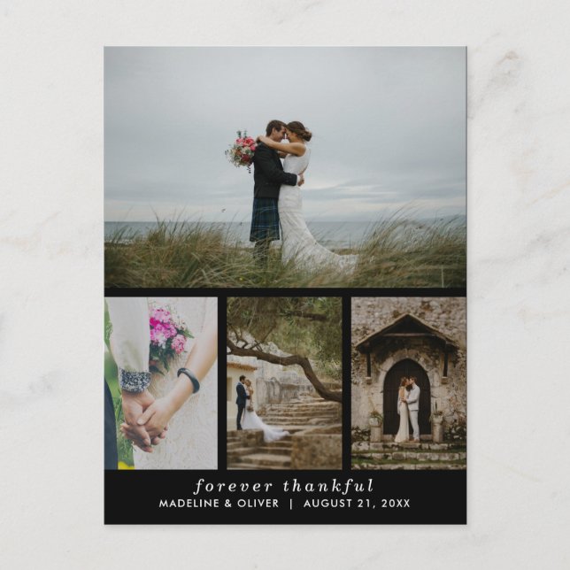 Carte Postale Mariage Quatre Photo Simple Forever Thankeur (Devant)