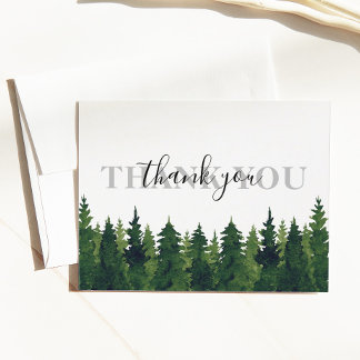 Carte Postale Mariage Remerciement Forestier Aquarelle Rustique 