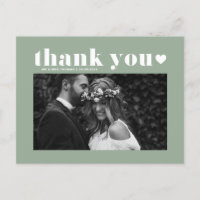 Mariage Remerciements Typographie Rétro Gras Vert