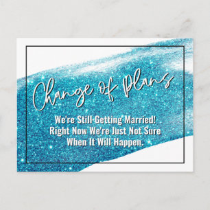 Carte Postale Mariage reporté Changement de plans Paillettes sar