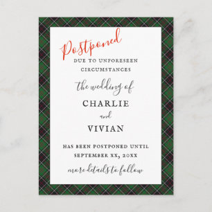 Carte Postale MARIAGE REPORTÉ Sinclair Clan Tartan Plaid