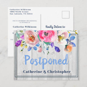 Carte Postale Mariage repoussé à la florale de bois de Barnwood