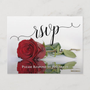 Carte Postale Mariage romantique de rose rouge RSVP