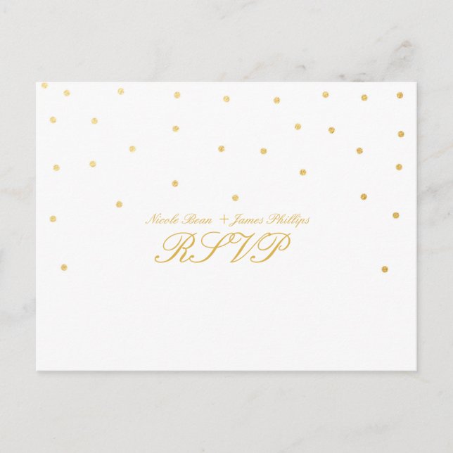 Carte postale Mariage RSVP Confetti Blanc et Petit (Devant)