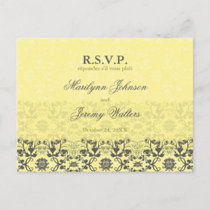 Carte postale Mariage RSVP Damask Swirls Lace Butt