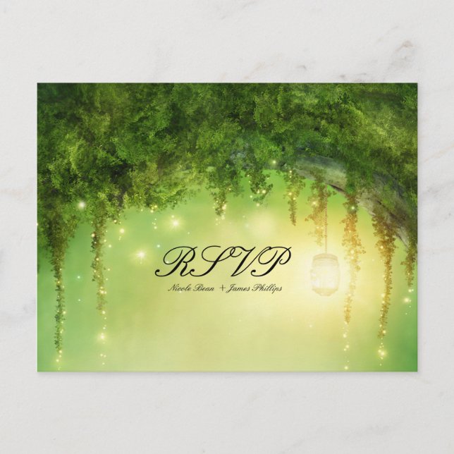 Carte postale Mariage RSVP Russe Enchanted Forest (Devant)