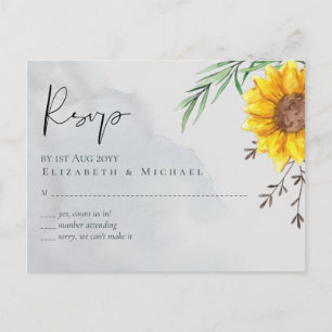 Carte Postale Mariage rustique aux feuilles d'olivier et tournes