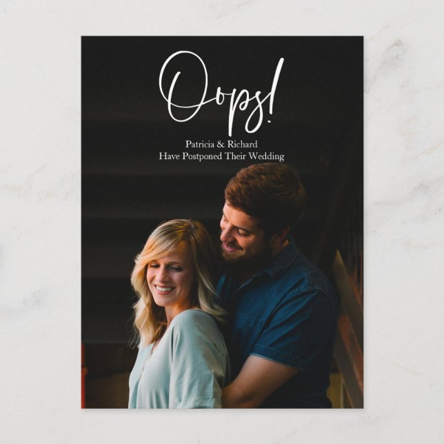 Carte Postale Mariage simple Chic Oops Reporté Faire-part (Devant)